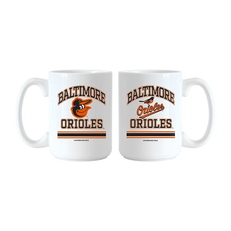 Logo Brands Baltimore Orioles 15oz. Current & Throwback Mug Set