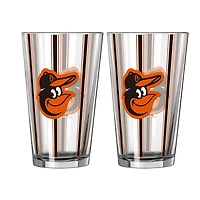 Logo Brands Baltimore Orioles Two-Piece 16oz. Striped Pint Glass Set