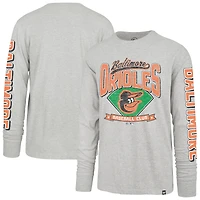 T-shirt Franklin gris à manches longues pour homme, modèle grand et grand, des Baltimore Orioles, de couleur grise vieillie, 1947