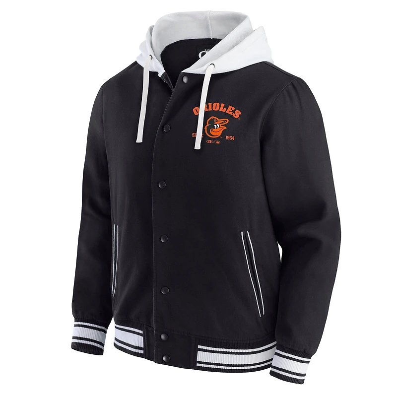 Veste à capuche boutons-pression complète pour homme Darius Rucker Collection by Fanatics, noire, des Baltimore Orioles