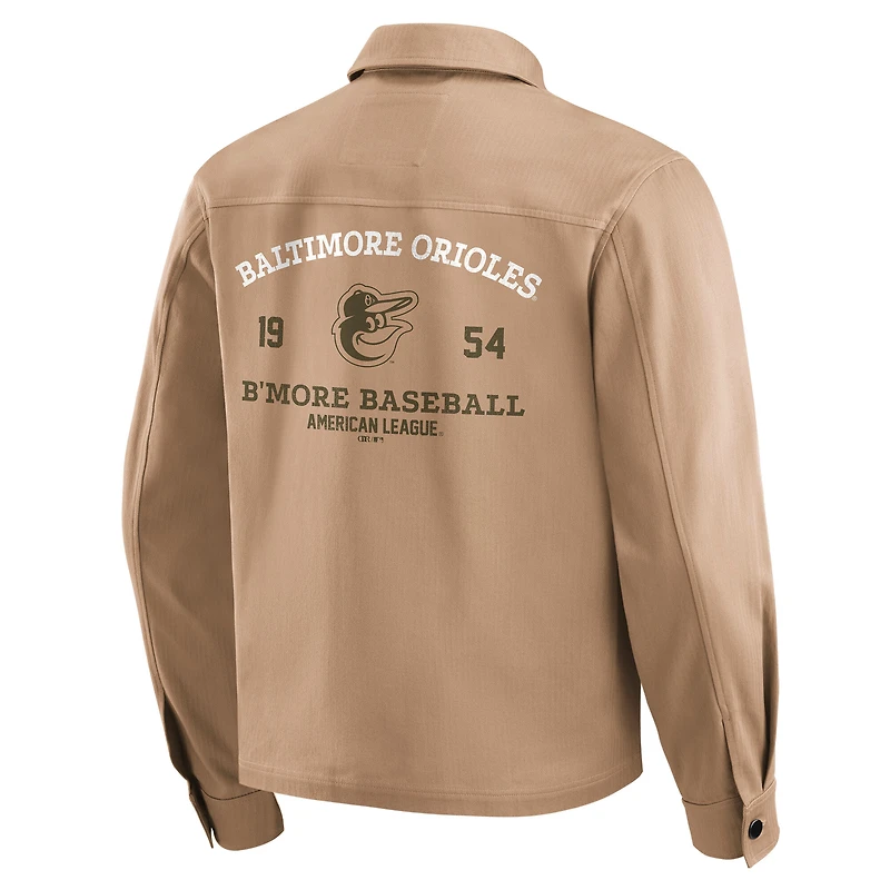 Veste zippée délavée et vieillie pour homme de la collection Darius Rucker par Fanatics des Baltimore Orioles, couleur tan