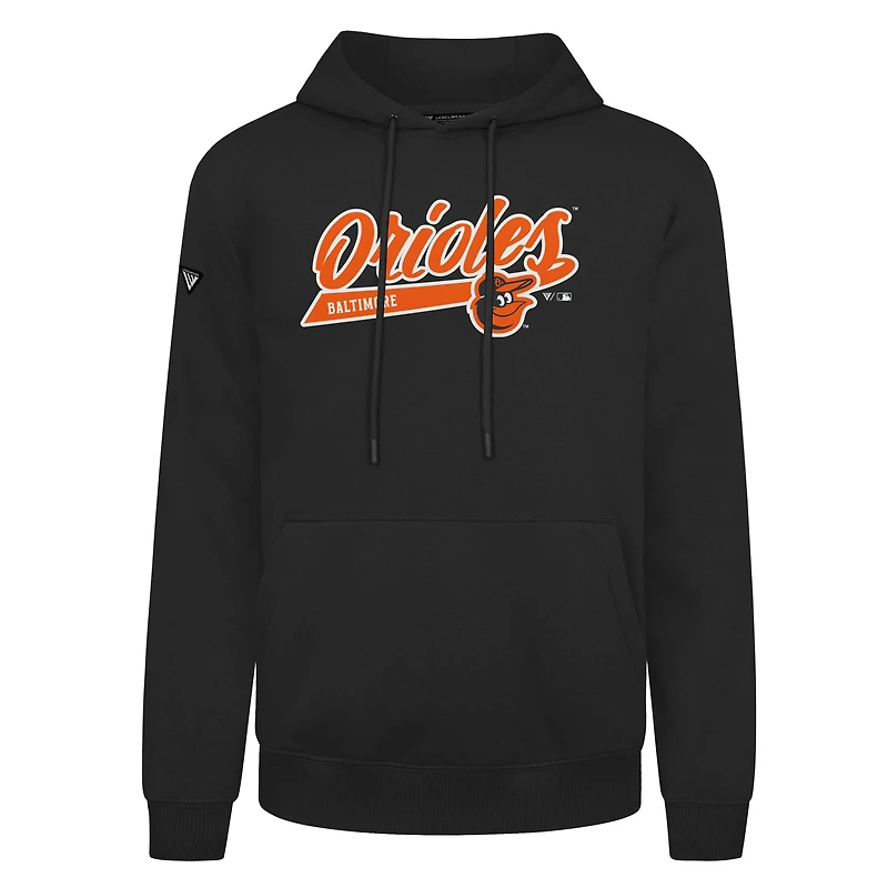 Men's Levelwear  Black Baltimore Orioles Podium Fleece Pullover Hoodie
