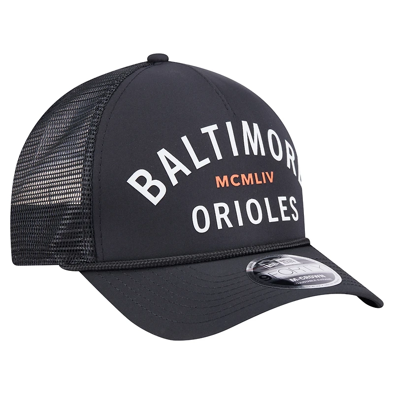 Men's New Era  Black Baltimore Orioles Minimalist 9FORTY A-Frame Adjustable Hat