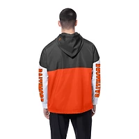 Coupe-vent à capuche entièrement zippé et blocs de couleurs pour homme New Era Orange/Noir Baltimore Orioles