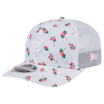 Casquette extensible à bouton-pression 9SEVENTY Flamingo blanche des Baltimore Orioles de New Era pour homme