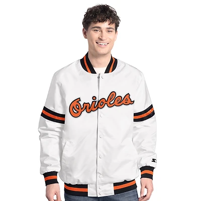 Veste universitaire blanche Starter Scout de Baltimore Orioles pour homme avec boutons-pression