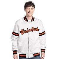 Veste universitaire blanche Starter Scout de Baltimore Orioles pour homme avec boutons-pression