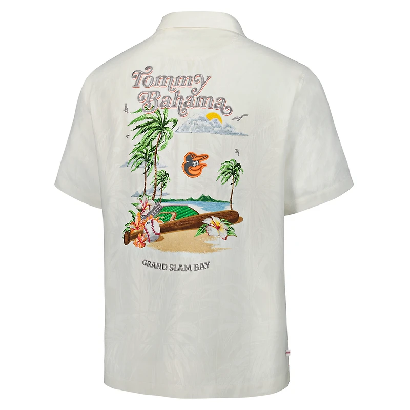 Chemise boutonnée Tommy Bahama blanche Baltimore Orioles Grand Slam Bay Camp pour homme
