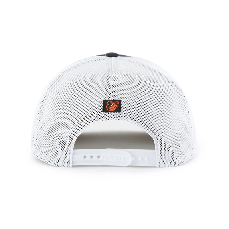 Casquette de camionneur ajustable à rayures noire/blanche Baltimore Orioles '47 pour homme
