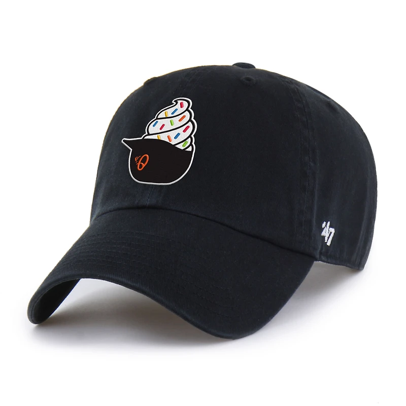 Men's '47 Black Baltimore Orioles Ice Cream Helmet Clean Up Adjustable Hat