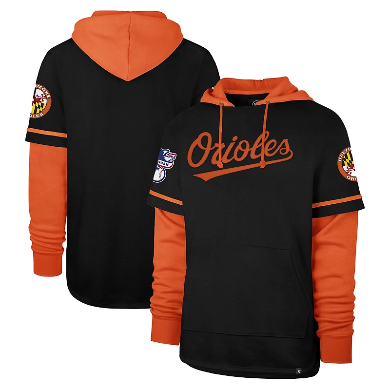 Men's '47 Black Baltimore Orioles Trifecta Shortstop Pullover Hoodie