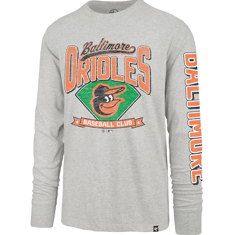 T-shirt à manches longues gris Baltimore Orioles Fair Ball Franklin pour homme '47