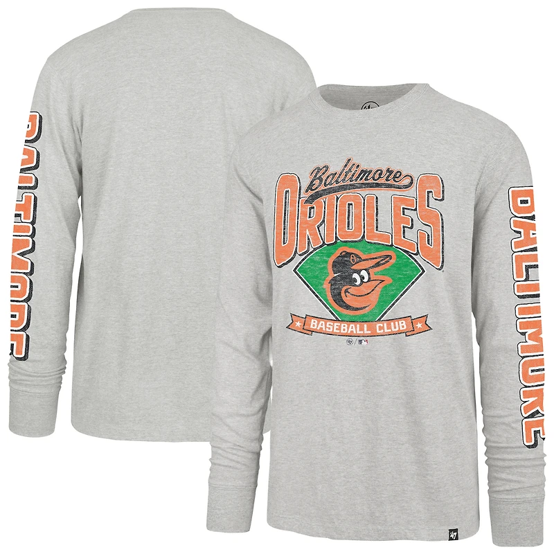 T-shirt à manches longues gris Baltimore Orioles Fair Ball Franklin pour homme '47