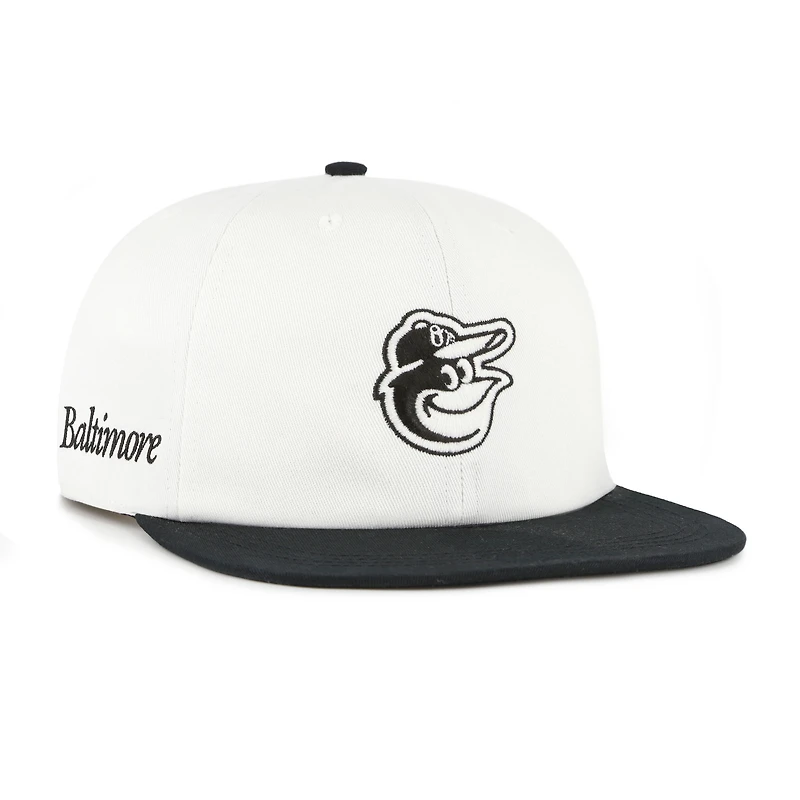 Men's '47 White/Black Baltimore Orioles Foundation Captain Snapback Hat