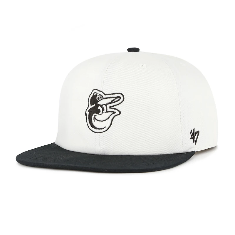Men's '47 White/Black Baltimore Orioles Foundation Captain Snapback Hat