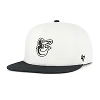 Men's '47 White/Black Baltimore Orioles Foundation Captain Snapback Hat
