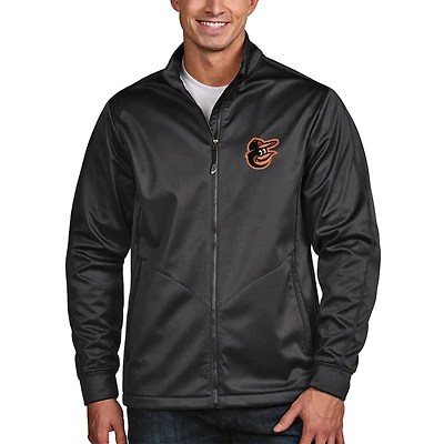 Men's Antigua Charcoal Baltimore Orioles Golf Full-Zip Jacket