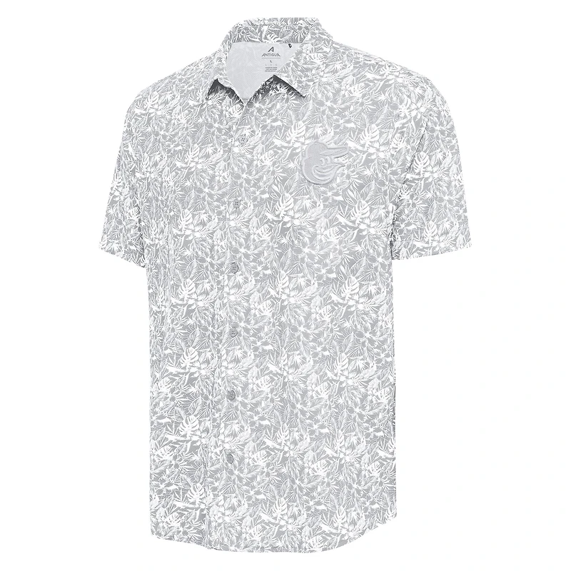Chemise boutonnée Antigua Grey Baltimore Orioles Resort pour homme