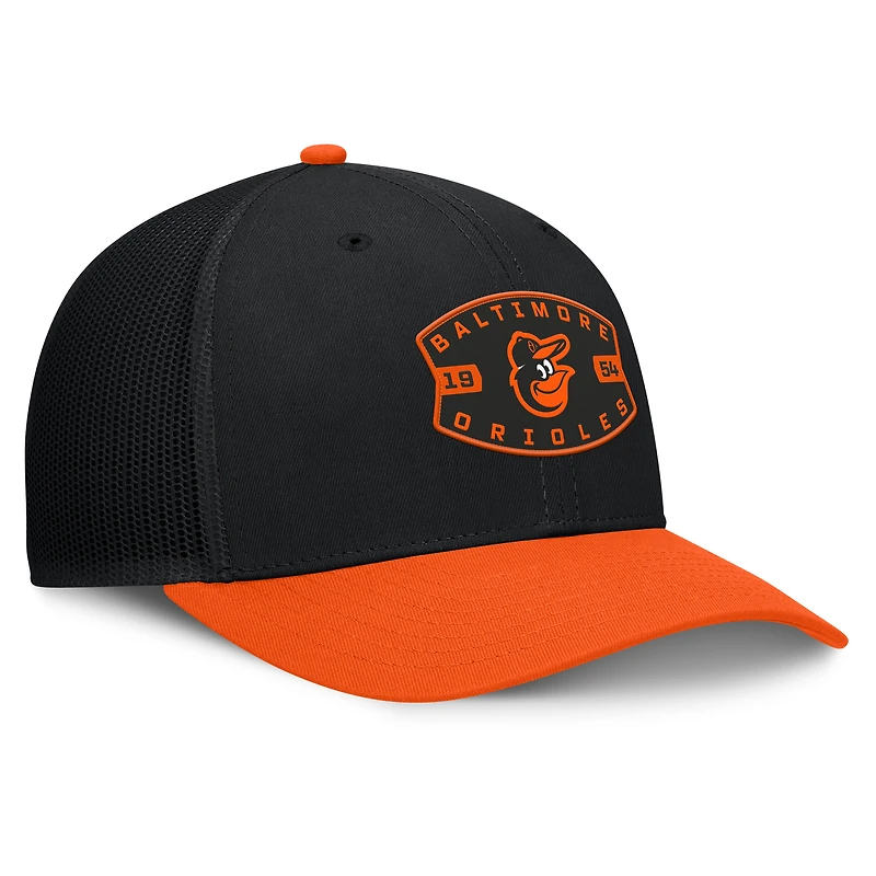 Men's Baltimore Orioles Fanatics Black/Orange Cutoff Adjustable Trucker Hat