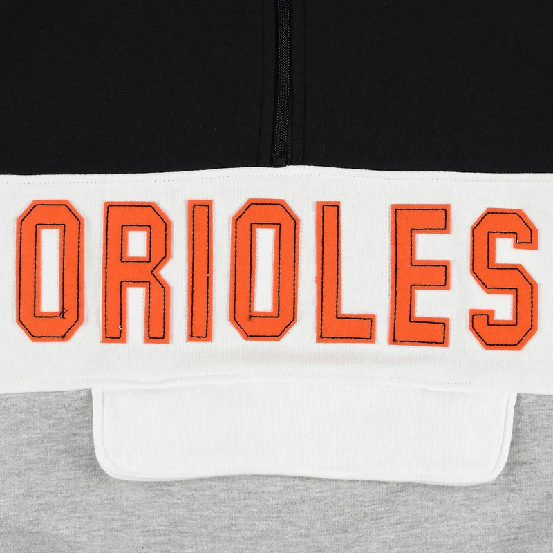 Men's Black/Heather Gray Baltimore Orioles Big & Tall Hoodie Half-Zip Sweatshirt