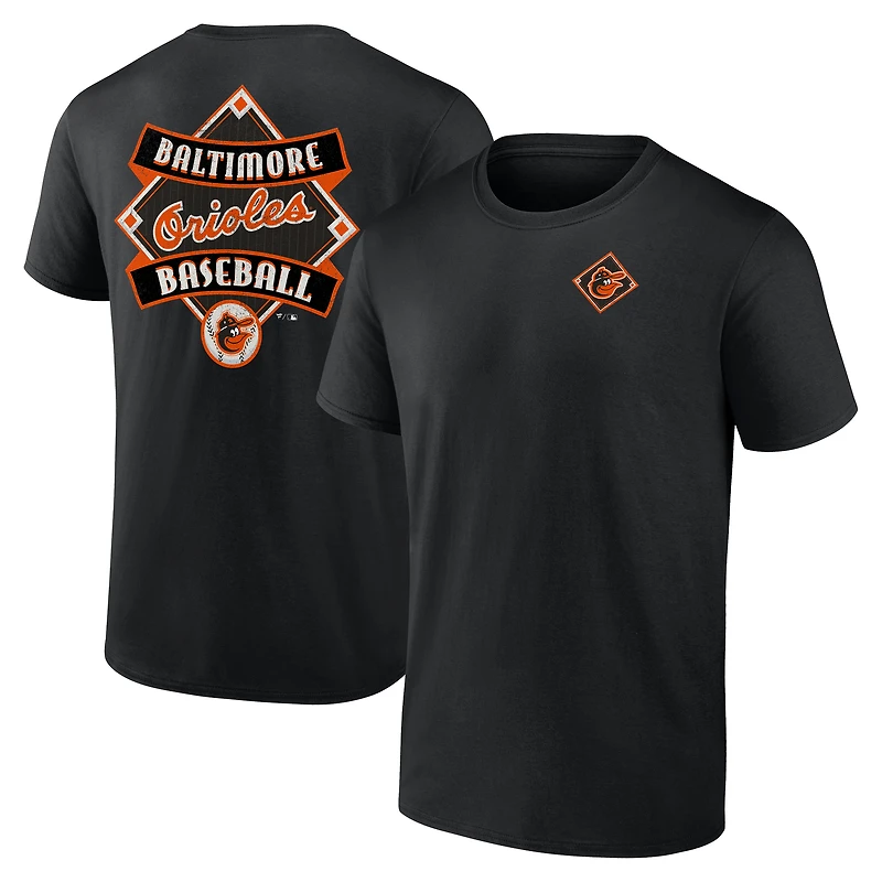 T-shirt noir pour homme de la collection Cooperstown des Orioles Baltimore, avec inscription Field Play
