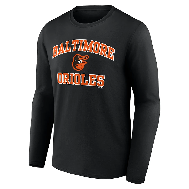 Men's  Black Baltimore Orioles Heart & Soul Long Sleeve T-Shirt