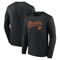 Men's  Black Baltimore Orioles Team Lockup Long Sleeve T-Shirt