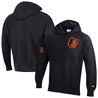 Sweat à capuche Champion noir Baltimore Orioles en chenille tissée inversée pour homme