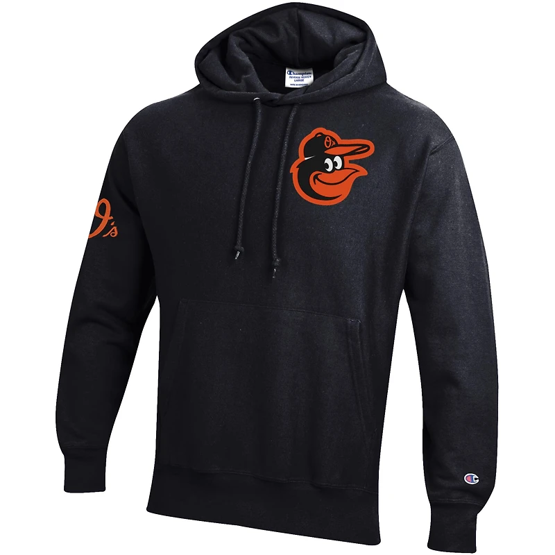 Men's Champion Black Baltimore Orioles Reverse Weave Chenille Hoodie