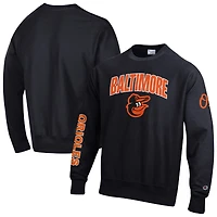 Sweat-shirt Champion noir Baltimore Orioles en chenille à tissage inversé pour homme