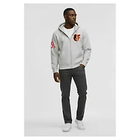 Men's Champion  Gray Baltimore Orioles Reverse Weave Chenille Full-Zip Hoodie