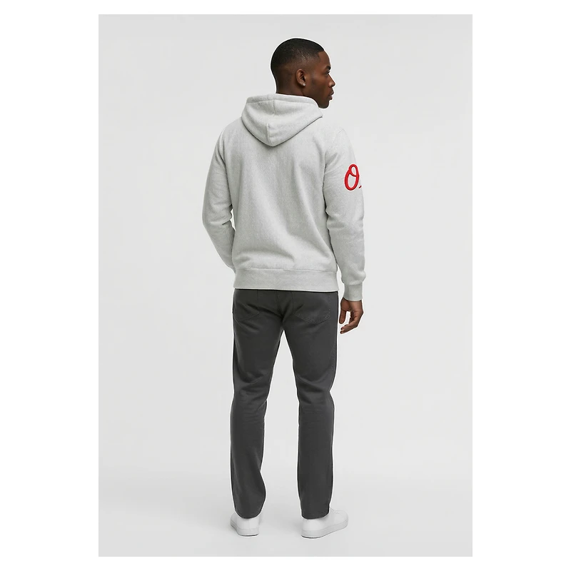 Sweat à capuche zippé Champion gris Baltimore Orioles pour homme, en chenille tissée inversée.