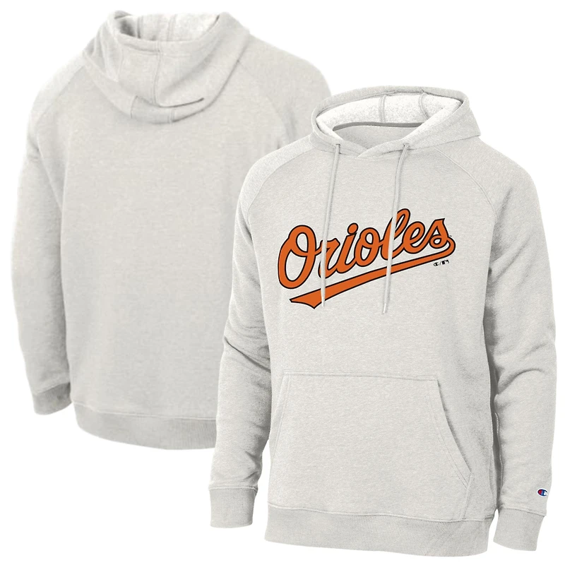 Men's Champion Heathered Core Ultra Light Grey Baltimore Orioles Triumph Tri-Blend Raglan Hoodie