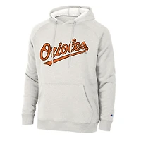 Men's Champion Heathered Core Ultra Light Grey Baltimore Orioles Triumph Tri-Blend Raglan Hoodie