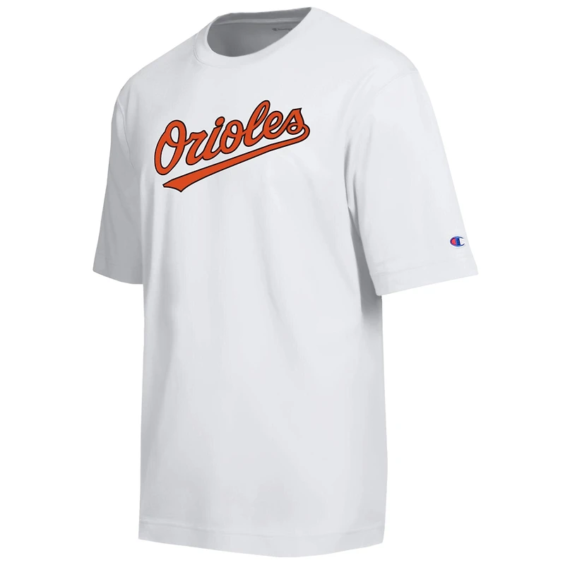 T-shirt Champion blanc Baltimore Orioles All Star avec logo en chenille arquée
