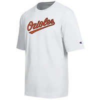 T-shirt Champion blanc Baltimore Orioles All Star avec logo en chenille arquée