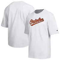 Men's Champion White Baltimore Orioles All Star Arched Chenille Wordmark T-Shirt