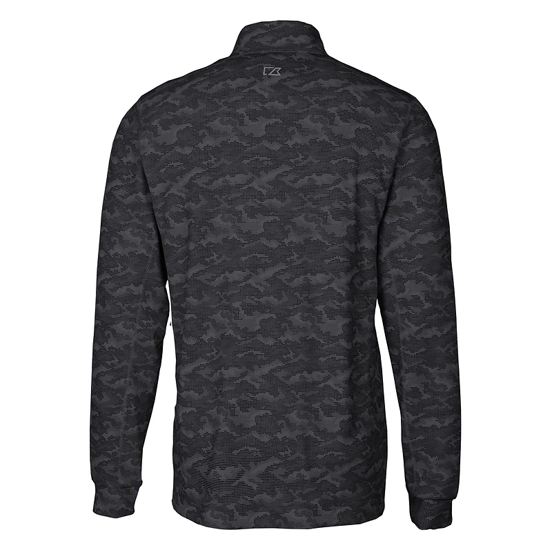 Men's Cutter & Buck Black Baltimore Orioles Big Tall Traverse Camo Print Stretch Quarter-Zip Pullover Top