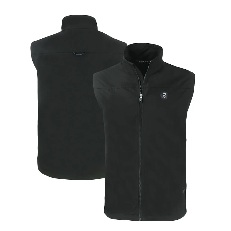 Men's Cutter & Buck Black Baltimore Orioles City Connect Big Tall Charter Eco Recycled Full-Zip Vest