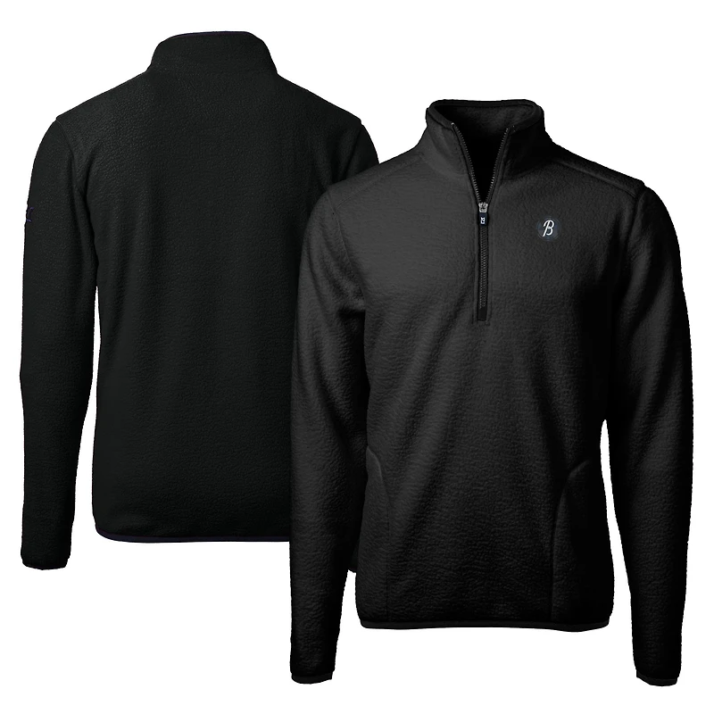 Men's Cutter & Buck Black Baltimore Orioles City Connect Cascade Eco Sherpa Fleece Quarter-Zip Pullover Jacket
