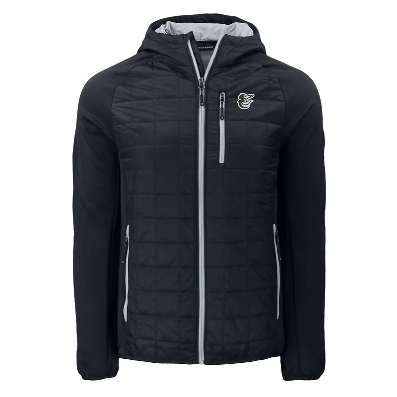 Veste à capuche entièrement zippée en PrimaLoft Eco Hybrid pour homme, noire, des Baltimore Orioles Cutter & Buck