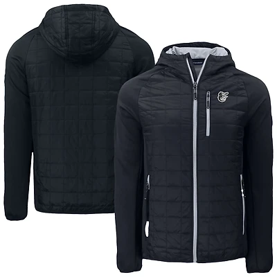 Veste à capuche entièrement zippée en PrimaLoft Eco Hybrid pour homme, noire, des Baltimore Orioles Cutter & Buck