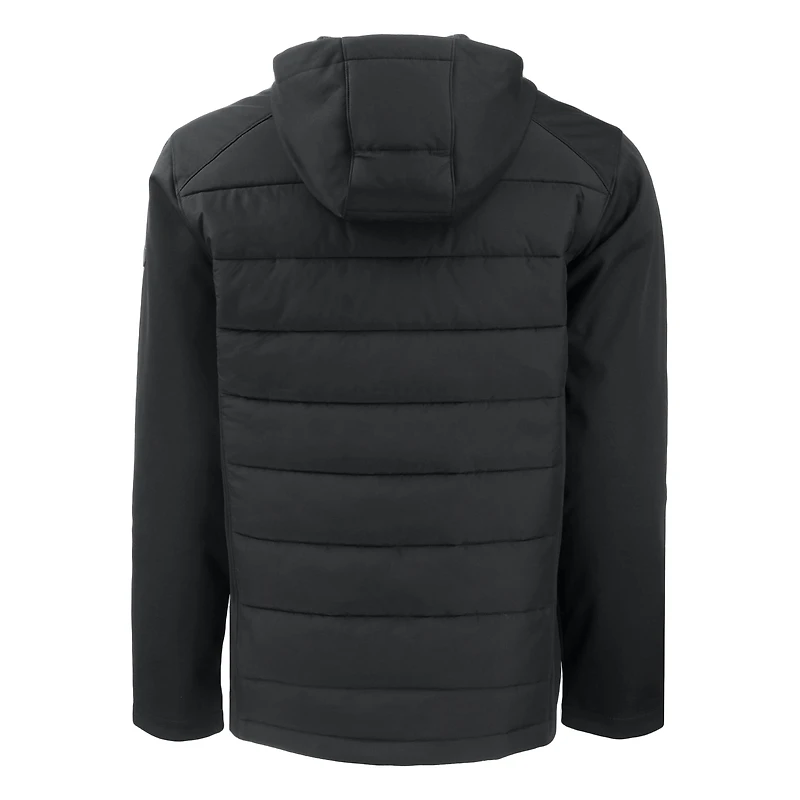 Sweat à capuche entièrement zippé en tissu recyclé Evoke Hybrid Eco Softshell des Baltimore Orioles pour homme, noir, Cutter & Buck