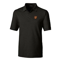 Men's Cutter & Buck  Black Baltimore Orioles Forge Pencil Stripe Stretch Polo