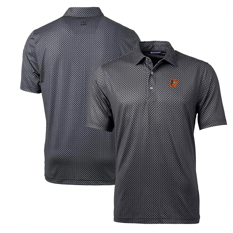 Men's Cutter & Buck Black Baltimore Orioles Pike Banner Print Polo