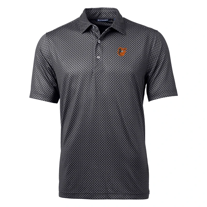 Men's Cutter & Buck Black Baltimore Orioles Pike Banner Print Polo