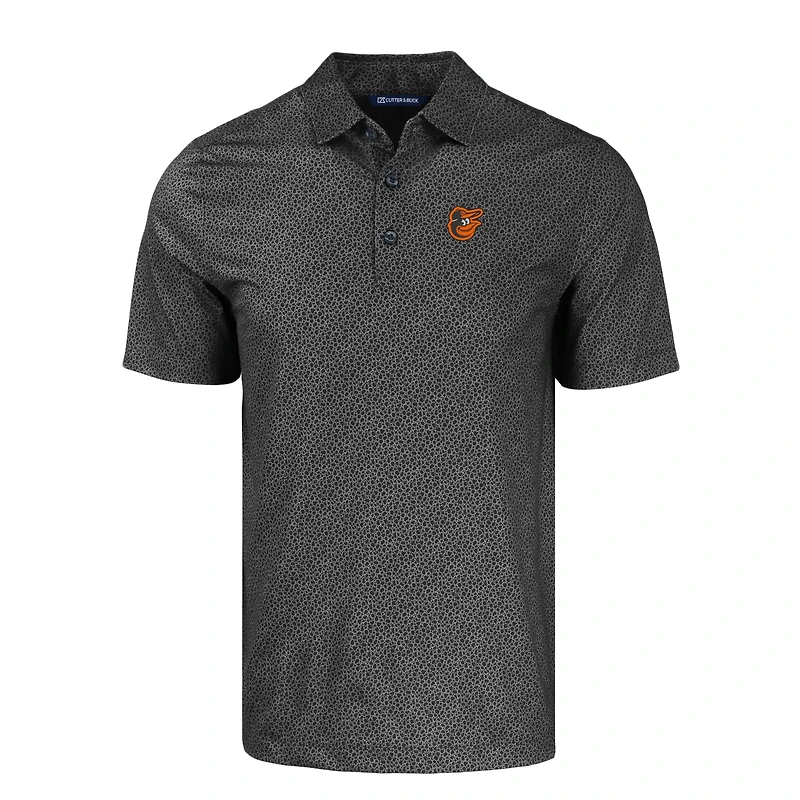 Men's Cutter & Buck Black Baltimore Orioles Pike Eco Pebble Print Stretch Recycled Polo