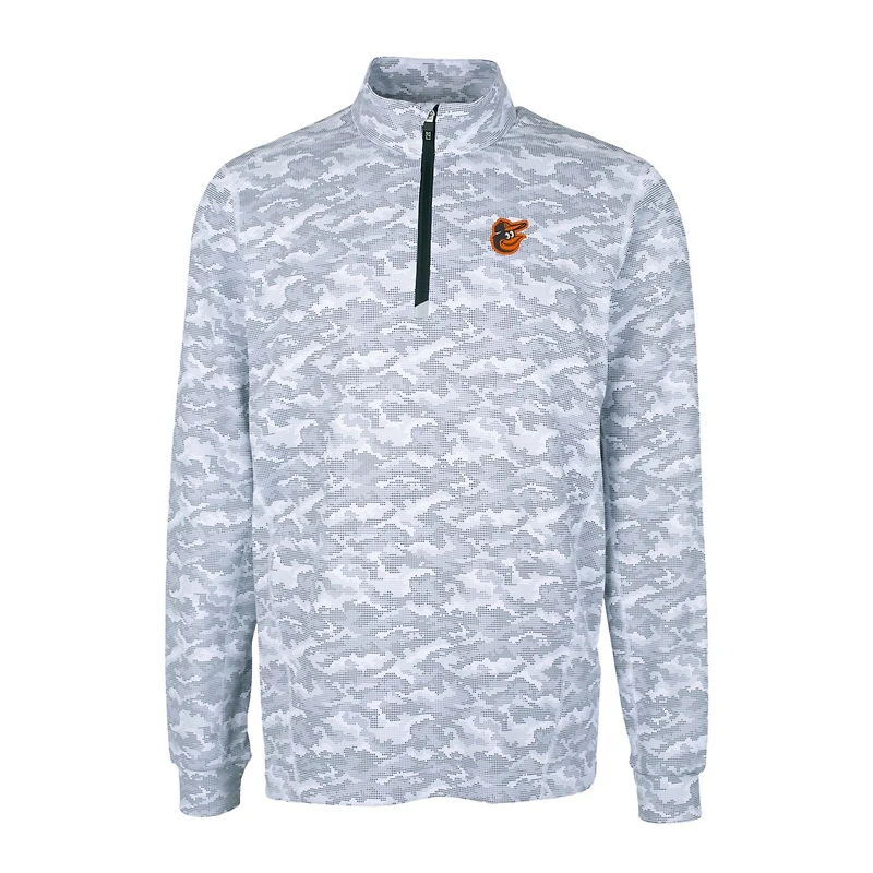 Men's Cutter & Buck Charcoal Baltimore Orioles Big Tall Traverse Camo Print Stretch Quarter-Zip Pullover Top