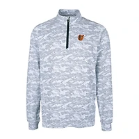 Men's Cutter & Buck Charcoal Baltimore Orioles Big Tall Traverse Camo Print Stretch Quarter-Zip Pullover Top