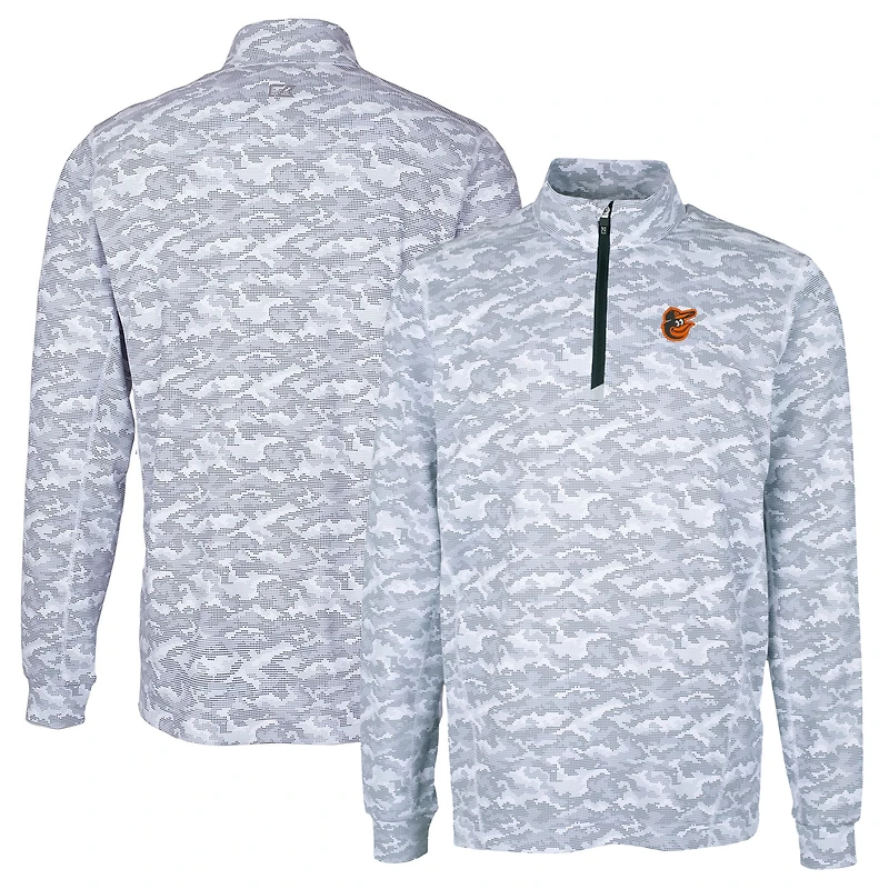 Men's Cutter & Buck Charcoal Baltimore Orioles Big Tall Traverse Camo Print Stretch Quarter-Zip Pullover Top